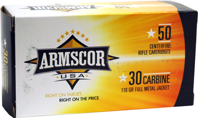 ARMSCOR 30 CARBINE 110GR FMJ 50RD 20BX/CS - for sale