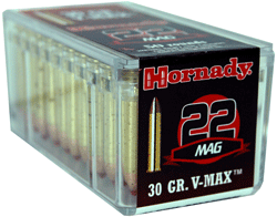 HORNADY 22WMR 30GR V-MAX 2200FPS 50RD 40BX/CS - for sale