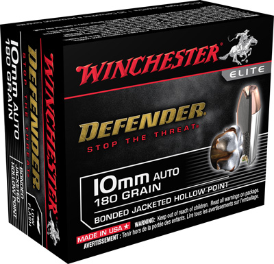 WINCHESTER DEFENDER 10MM 180GR BONDED JHP 20RD 10BX/CS - for sale