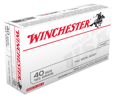 WINCHESTER USA 40 SW 165GR FMJ TRUNCATED CONE 50RD 10BX/CS - for sale