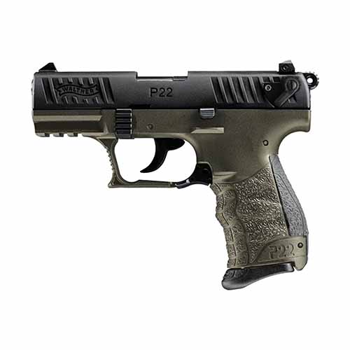 WALTHER P22Q MILITARY 22LR 3.4" 2-TONE BLK SLIDE/OD GREEN - for sale